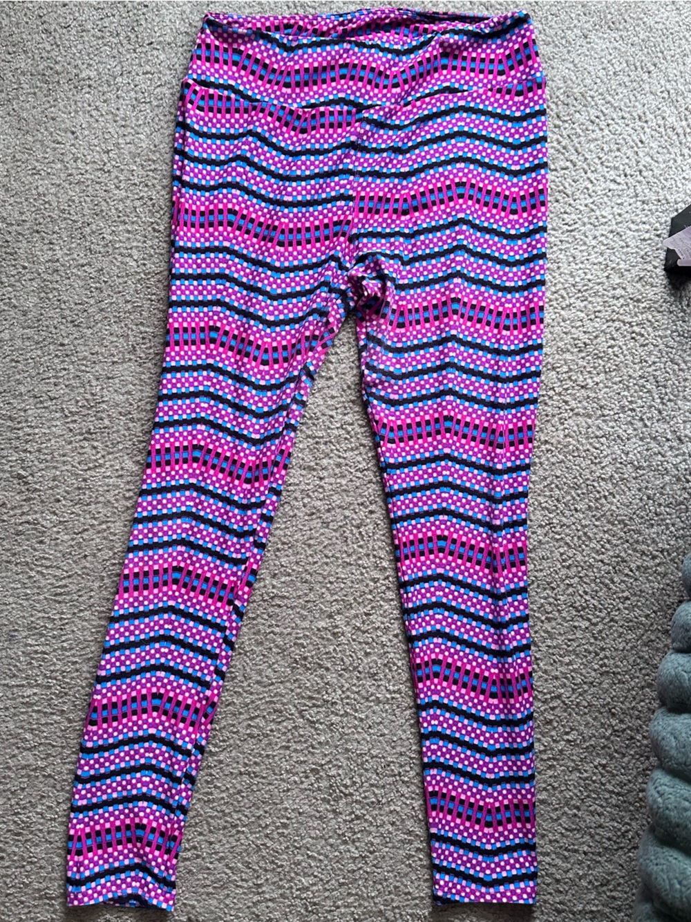 LuLaRoe Pink and Blue Patterned Leggings